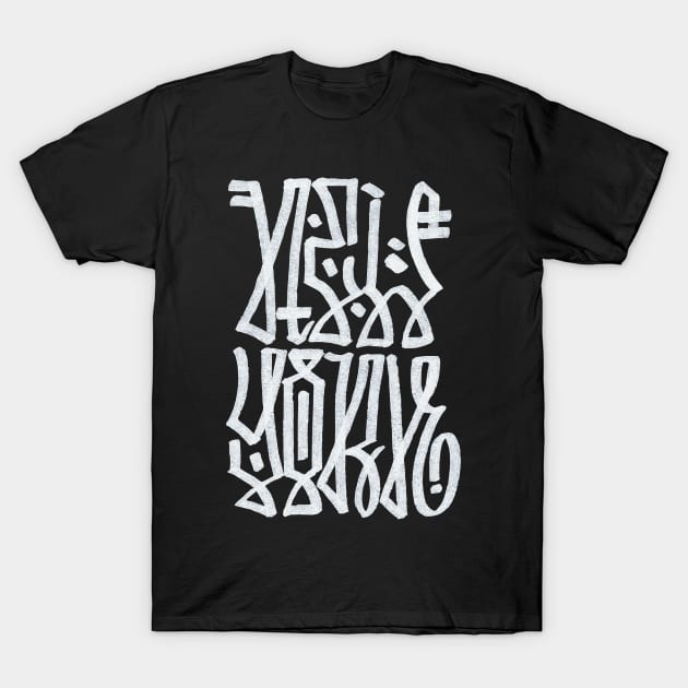 New York Tag 3 (white on black) T-Shirt by Francis_Abstract_97